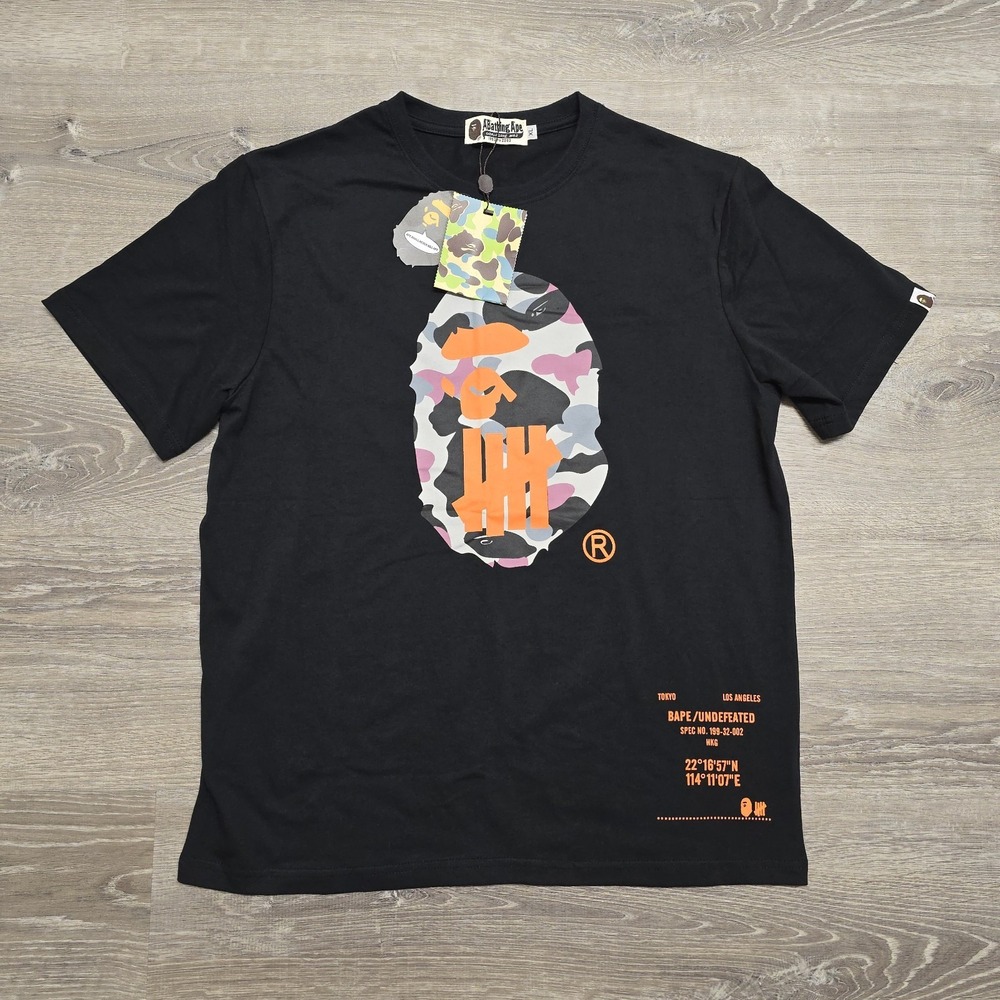 BAPE x Undefeated Camo Ape Head T-Shirt Black XL 199-32-002 World Gone Mad